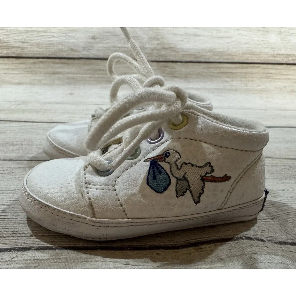 Vintage Keds Y2K Stork Embroidered 21st Century Baby Crib Shoes Sz 1
